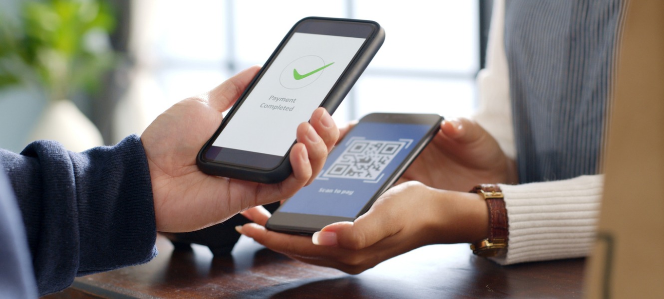 customer using phone for a payment